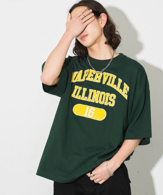 WEGO 【ユニセックス着用ITEM/ネックレス付き】アクセ付きグラフィックT（S） グリーン