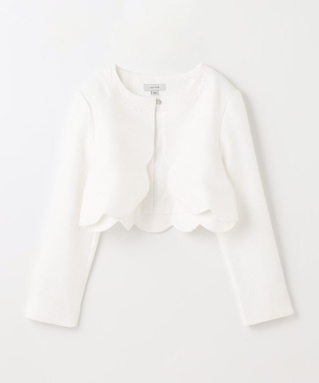 ANY KIDS 裾スカラップノーカラージャケット ホワイト