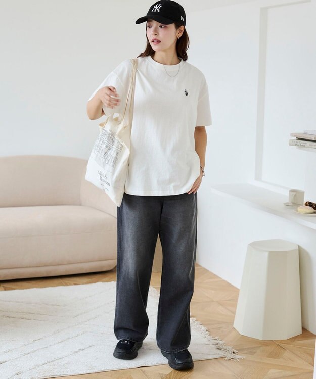 WEGO 【洗える/綿100%】USPOLOワンポイントTシャツ ホワイト