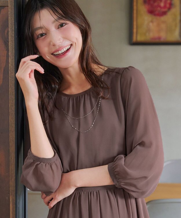 Tiaclasse L ブラウジングシフォンワンピース モカ