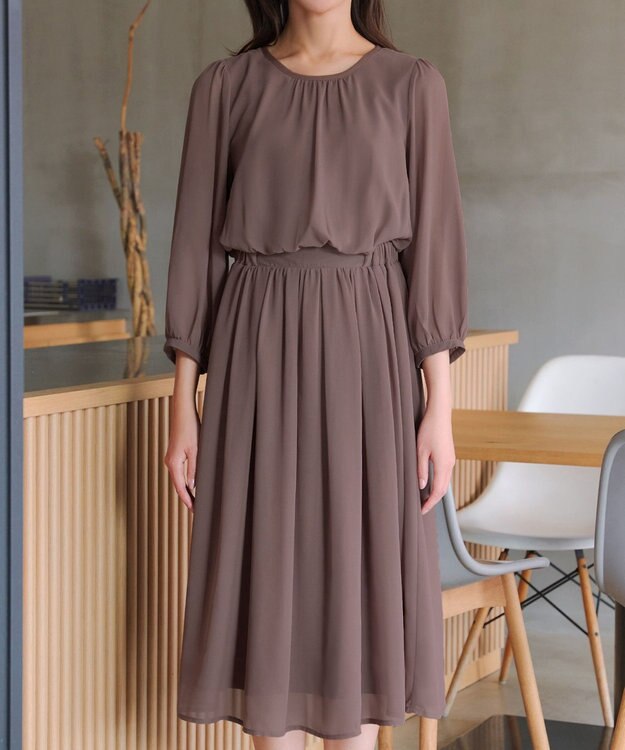 Tiaclasse L ブラウジングシフォンワンピース モカ