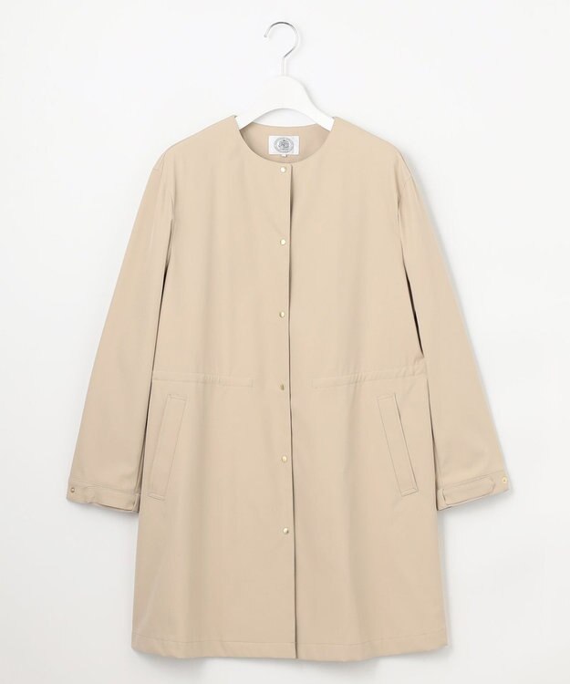 J.PRESS LADIES 【洗える・撥水】ドライツイルストレッチ ノーカラー コート ベージュ系