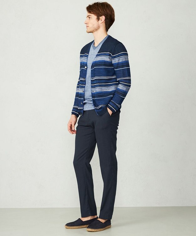 JOSEPH ABBOUD 【サスティナブル】スラブギマボーダー カーディガン ブルー系2