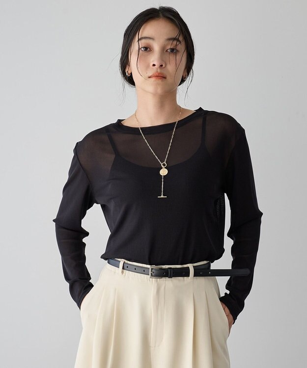 YECCA VECCA クルーネックシアートップス Black