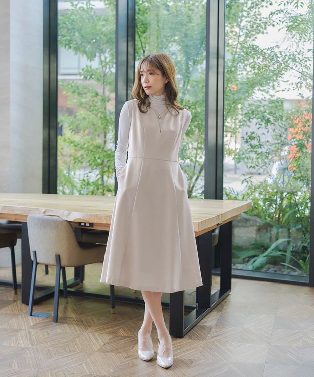 Tiaclasse 【洗える】ラウンドキーネックジャンパースカート アイボリー