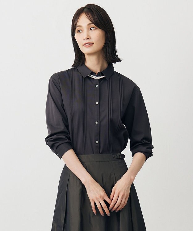 J.PRESS LADIES コンパクトトリコット シャツライク カットソー ダークブラウン系