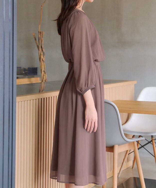 Tiaclasse L ブラウジングシフォンワンピース モカ