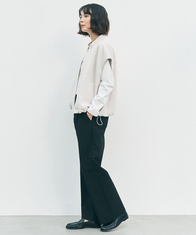 UNFILO 【セットアップ着用可/ウエストゴム】マイビューティ セミフレアパンツ ブラック