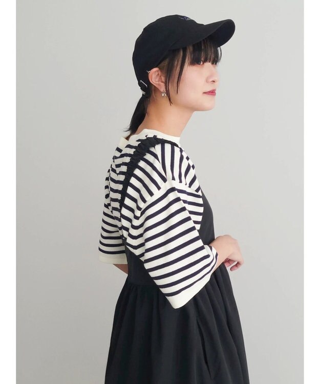 Green Parks 洗えるニットＴシャツ Border Navy