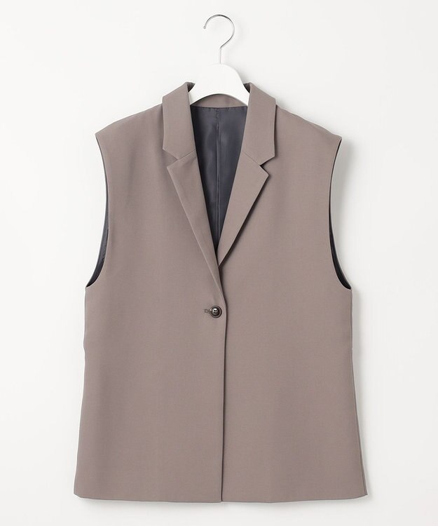 Feroux 【洗える】バックペプラム ジレ ライトグレー系