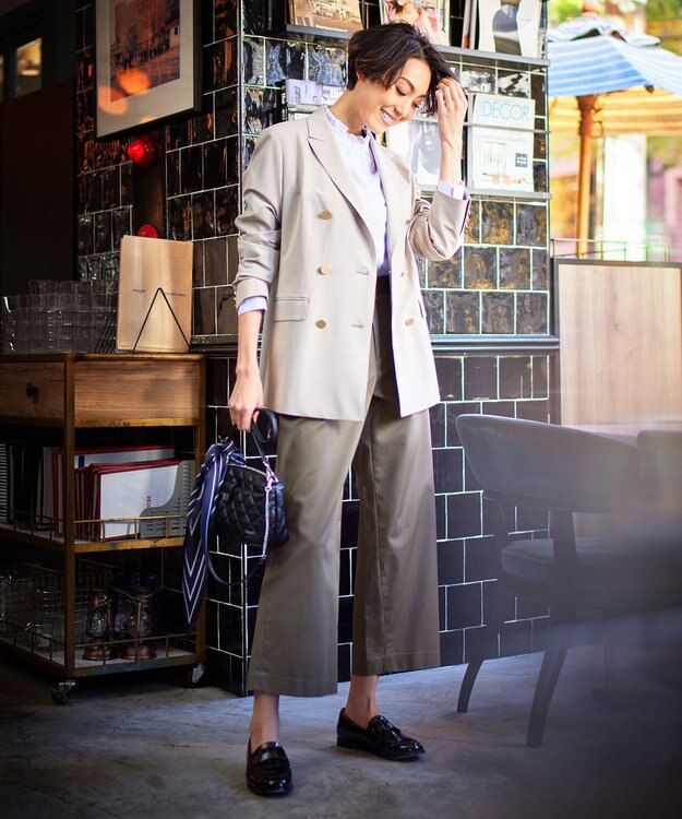 J.PRESS LADIES ストライプ プリント 剣先 スカーフ ネイビー系5