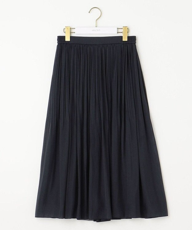 ANY SIS S 【洗える】シャイニープリーツ スカート ネイビー
