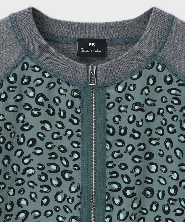 Paul Smith Horseshoe Leopardジップアップ ニット グレイッシュブルー