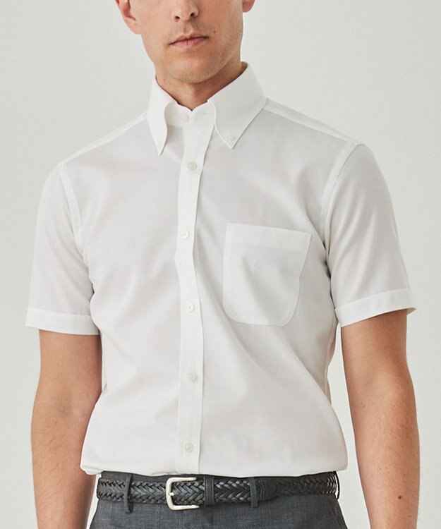 GOTAIRIKU 春夏向け【形態安定】SUMMERPREMIUMPLEATS_ボタンダウンカラー 半袖ドレスシャツ(25年モデル) ホワイト系