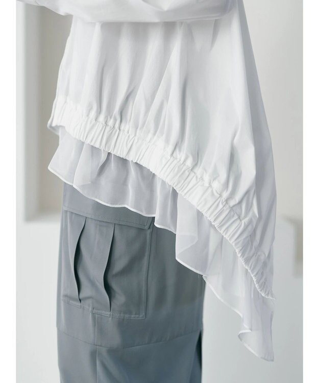 YECCA VECCA シアーMIXアシメシャツ Off White