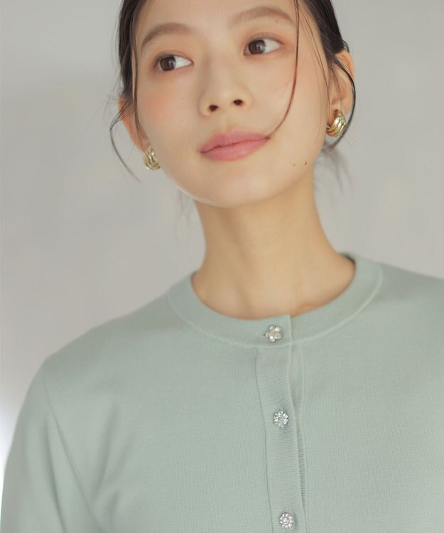 組曲 【先行予約】アトランダムビジューボタンカーディガン ミントグリーン系