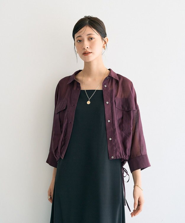 YECCA VECCA 【2点SET】シアーシャツ×Aラインキャミワンピース Purple