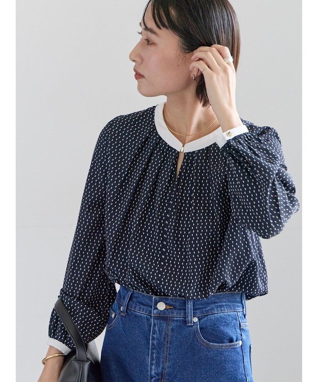 Te chichi スクエアチャームフロントタックブラウス ネイビー