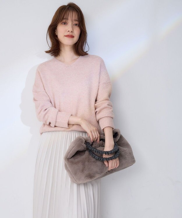 ANY ギャザーハンドルファートートバッグ モカ