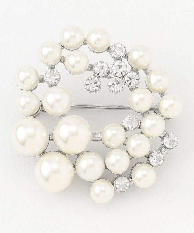 自由区 【カタログ掲載】ランダムビジューパール ブローチ シルバー