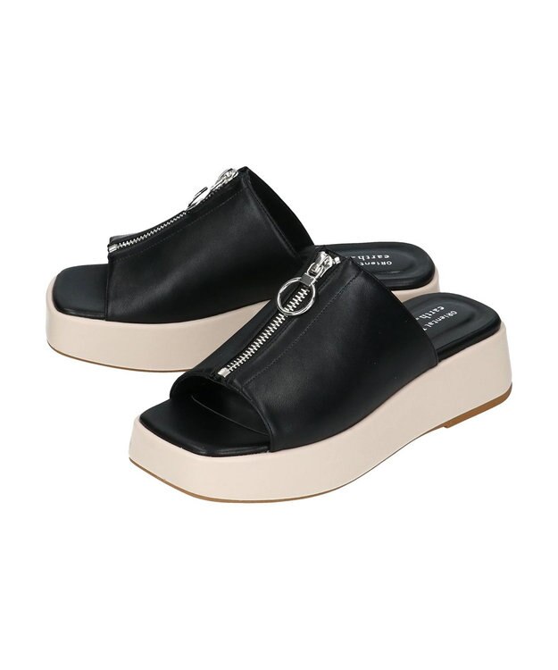 earth music&ecology ＯＲｉｅｎｔａｌＴＲａｆｆｉｃ　フロントジップサンダル Black