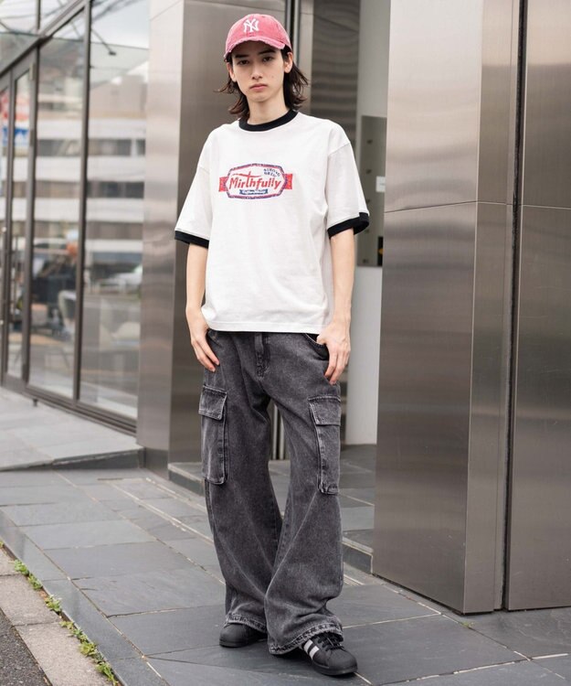 WEGO 【ユニセックス着用ITEM/MLサイズ展開】コンパクトフィットグラフィックリンガーT（SS） ホワイト