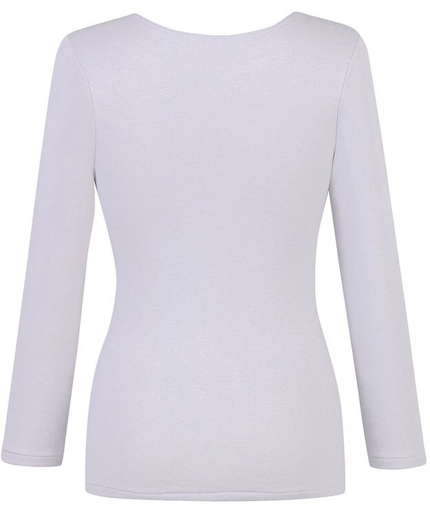 Wing あったかインナー 綿混素材 裏起毛(肌側) よく伸びる素材 ストレッチ性 保温性 【ラクのびサーモ】 ネックせまめ 8分袖 長袖 秋 冬 EL6912 ウイング／ワコール パープル
