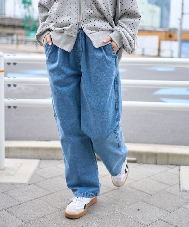 WEGO 【ユニセックス着用ITEM/ウエストゴム】ユルフィットデニムイージーパンツ デニム淡色