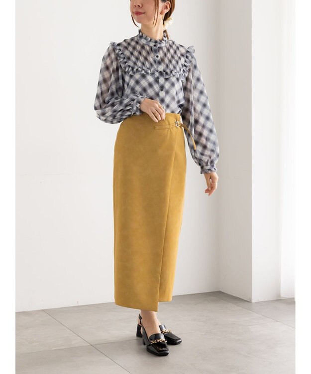 Te chichi パターンアソートシフォンフリルブラウス ブラック