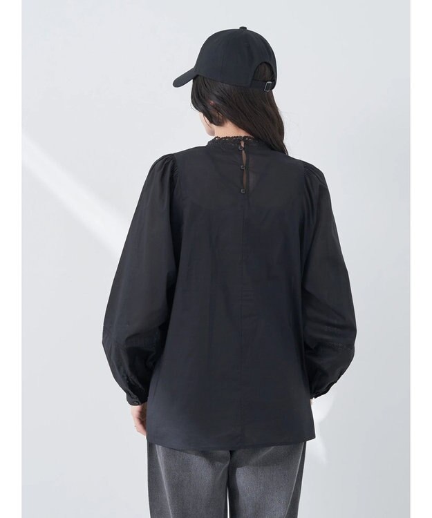 earth music&ecology ピンタックレースブラウス Black