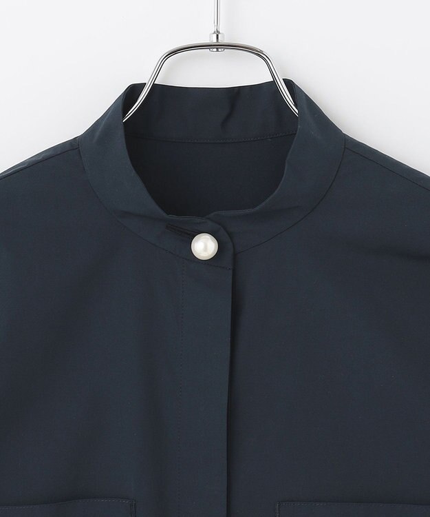 #Newans 【セレモニーにも】パールボタンビッグシャツ ネイビー系