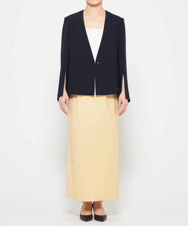 uncrave ウォッシャブル ダブルクロス スリットスリーブジャケット ネイビー