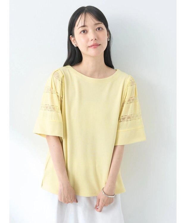 earth music&ecology フレア袖レースプルオーバー Light Yellow