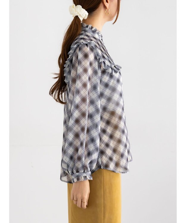 Te chichi パターンアソートシフォンフリルブラウス ブラック