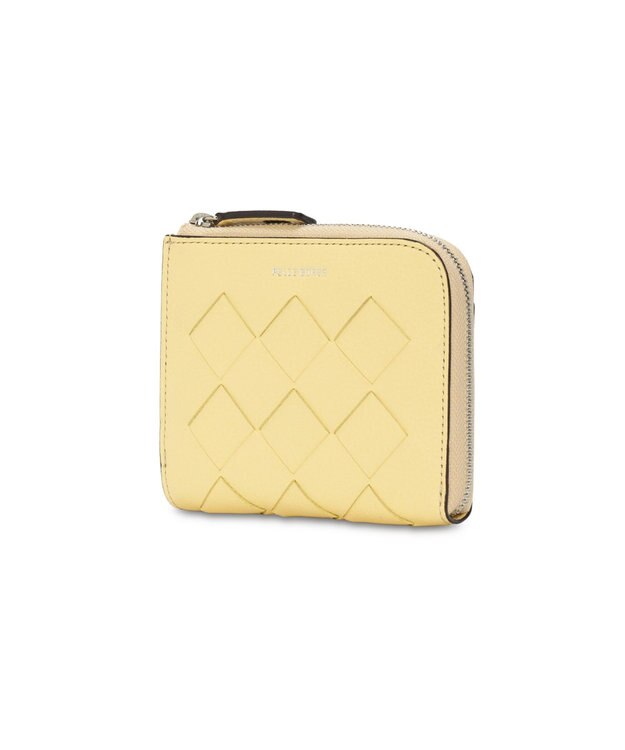 PELLE BORSA メッシュL字ファスナーミニ財布 Chrono Weave クロノウィーブ 5842 クリームイエロー