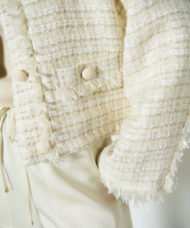 GRACE CONTINENTAL フリンジドルマンジャケット キナリ