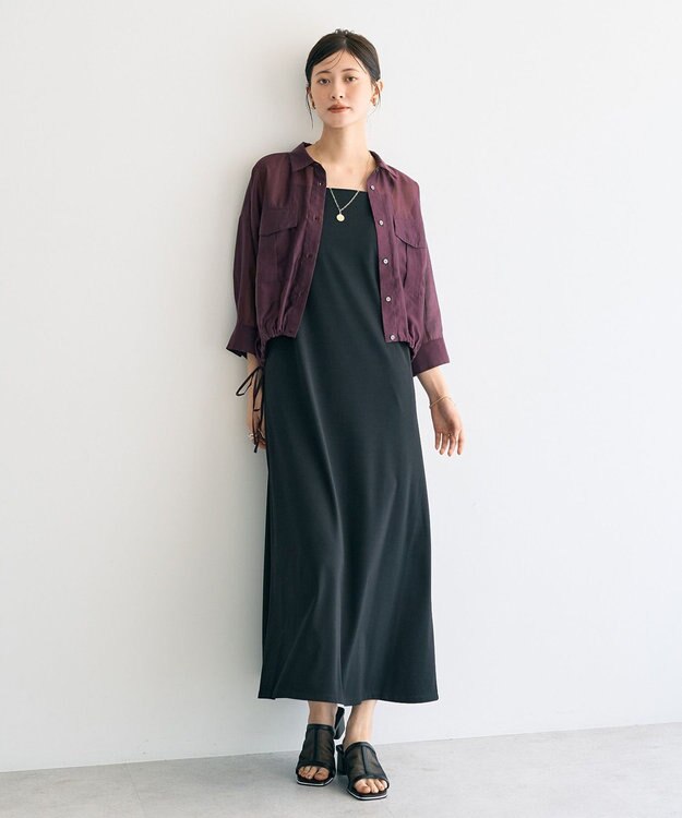 YECCA VECCA 【2点SET】シアーシャツ×Aラインキャミワンピース Purple