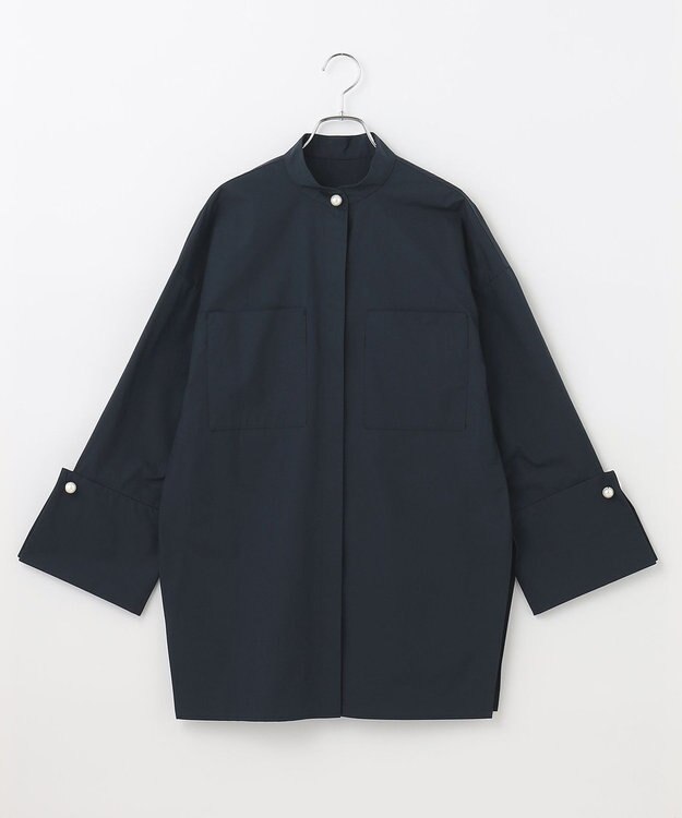 #Newans 【セレモニーにも】パールボタンビッグシャツ ネイビー系