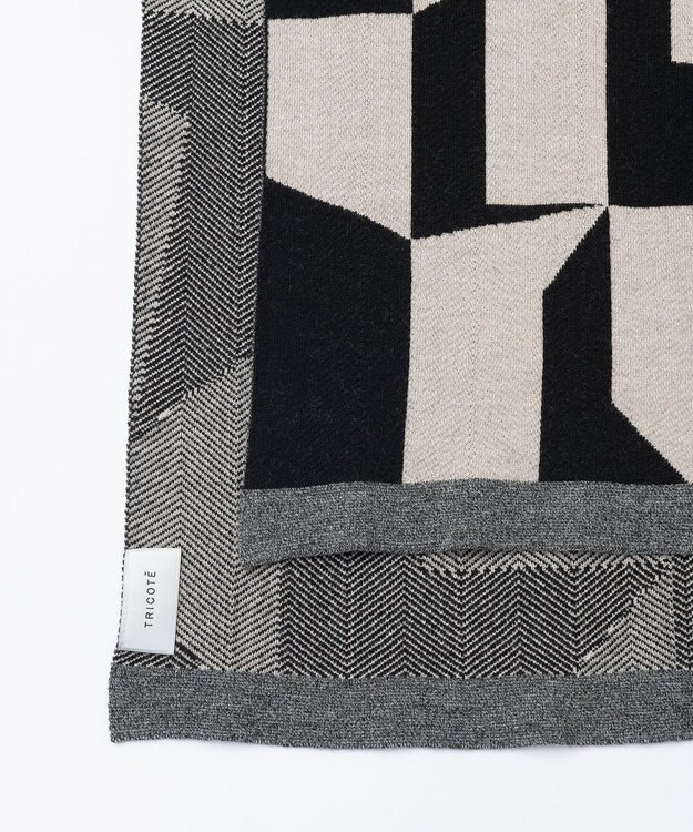 TRICOTE GEOMETRIC HERRINGBONE REBERSIBLE SCARF / キカヘリンボーンリバーマフラー 99BLACK