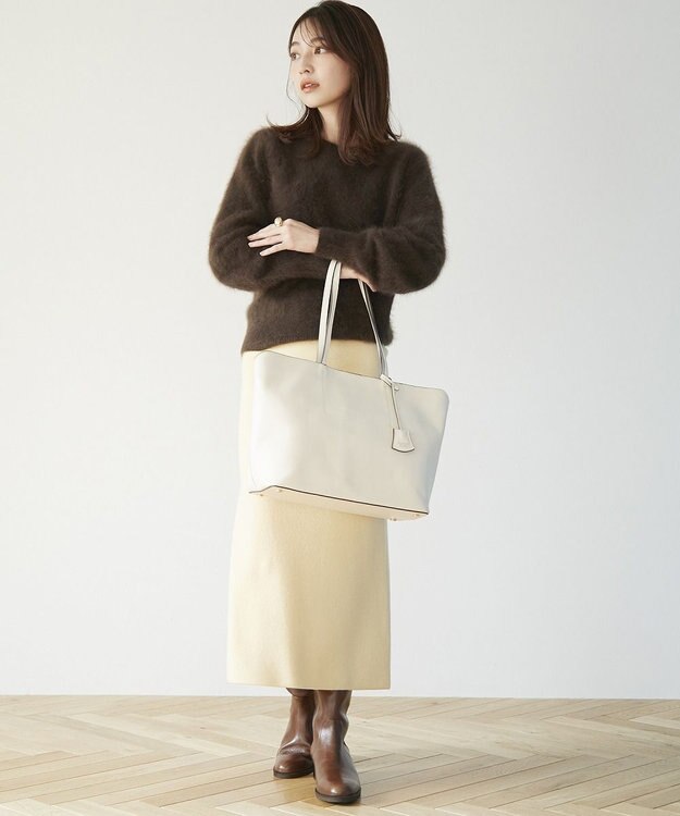 TOPKAPI 【TREASURE TOPKAPI】フロントステッチ　レザーA4トートバッグ クリーム