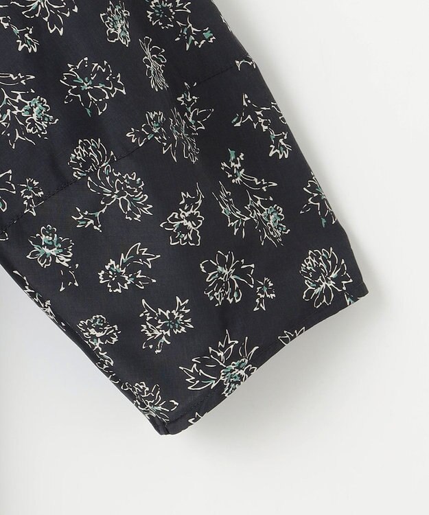 J.PRESS LADIES S 【洗える】ラインフラワープリント ブラウス ネイビー系