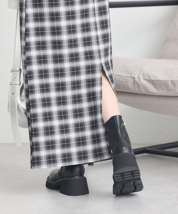 earth music&ecology 2wayフリルチェックキャミワンピース Black