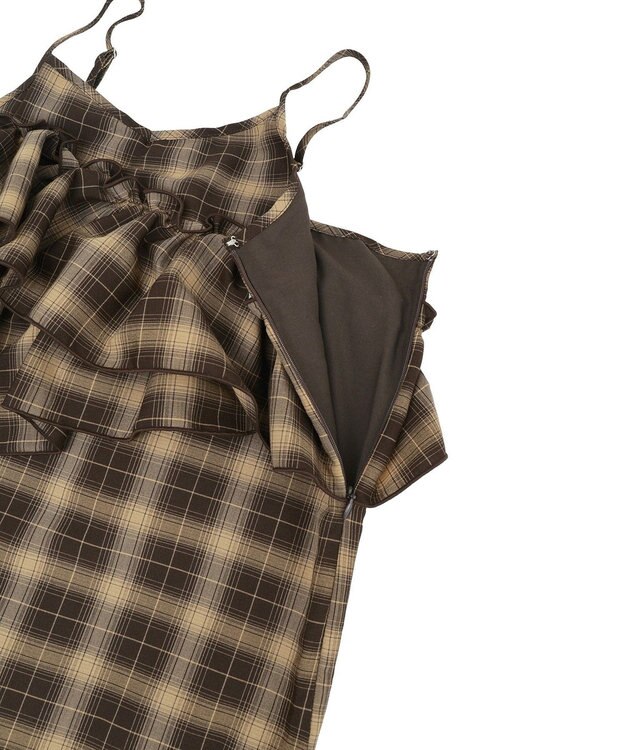 earth music&ecology 2wayフリルチェックキャミワンピース Brown