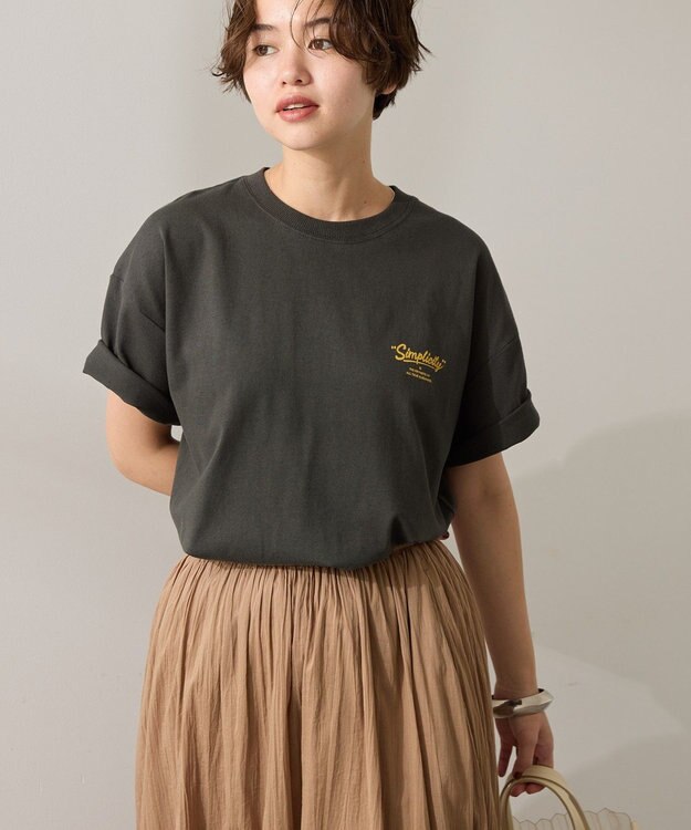 AMERICAN HOLIC サガラ刺繍Ｔシャツ Charcoal Gray