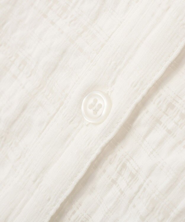 Green Parks シアーチェックシャツワンピース Off White