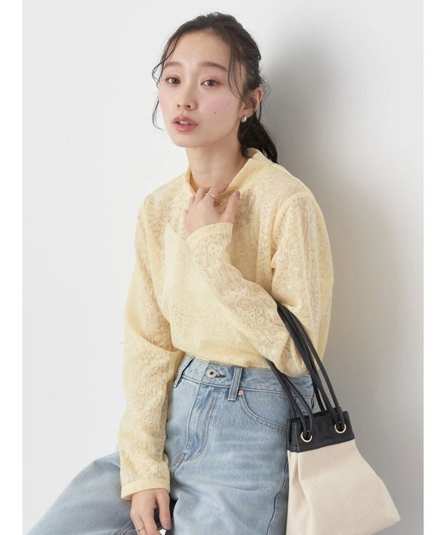 earth music&ecology フラワーシアープルオーバー Yellow