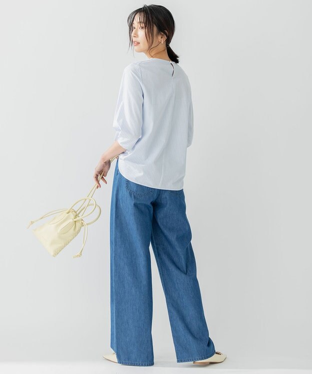 23区 【WEB限定/洗える】23区DENIM ライトダンガリー ワイドパンツ インディゴ