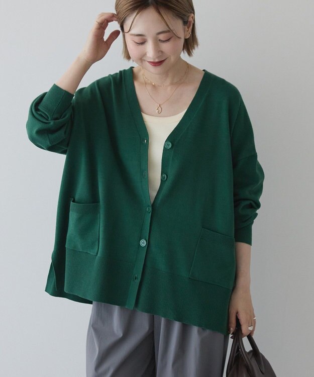 AMERICAN HOLIC バイパチVネックルーズカーディガン Green