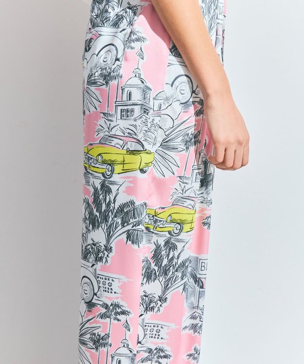 GRACE CONTINENTAL リゾートプリントイージーパンツ ピンク