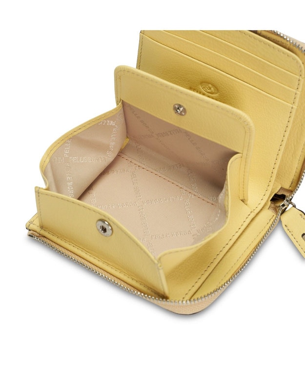 PELLE BORSA メッシュL字ファスナーミニ財布 Chrono Weave クロノウィーブ 5842 クリームイエロー